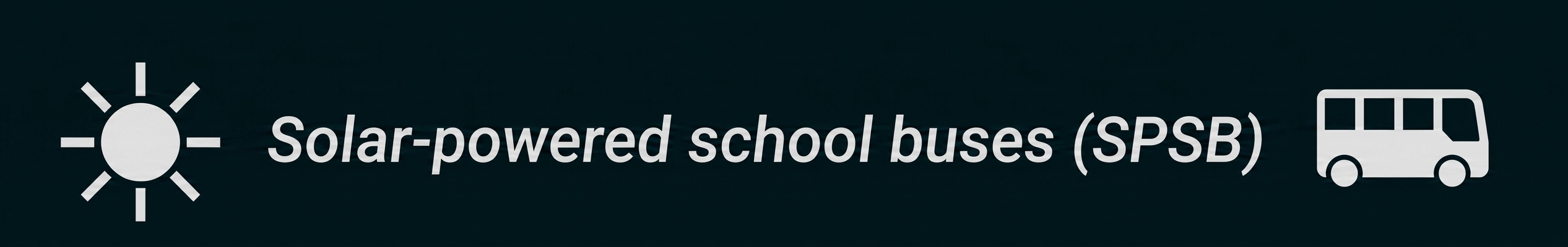 Solar-powered school buses (SPSB) mit Sonne und Bus-Symbol
